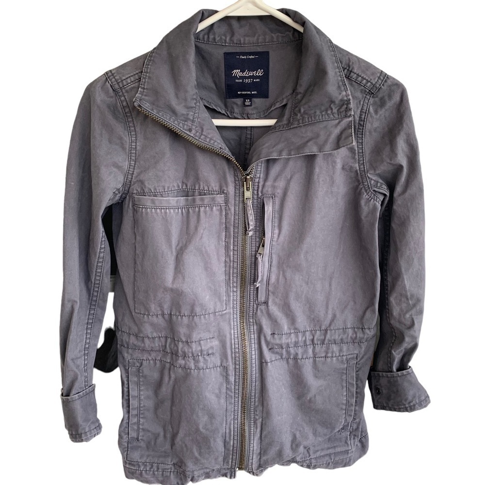 Madewell Fleet Utility Jacket Navy Blue Military Cargo Full Zip Pockets Size XS